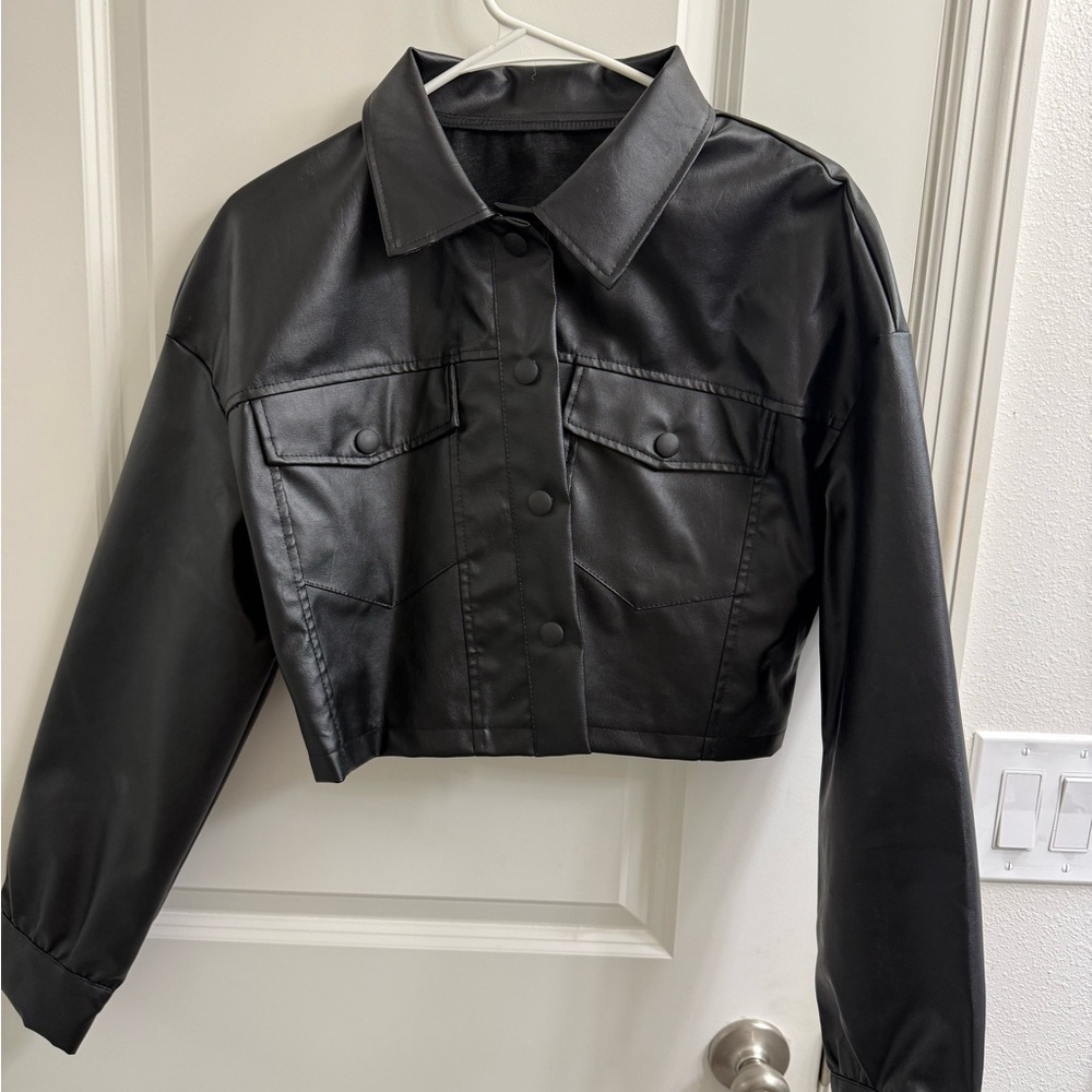 SHEIN Black Faux Leather Jacket